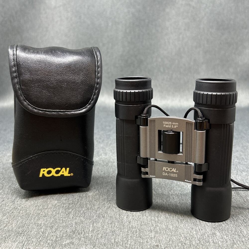 Focal DA-1025 Compact Binoculars 10x25mm Field 5.8 Black Travel Case Vintage